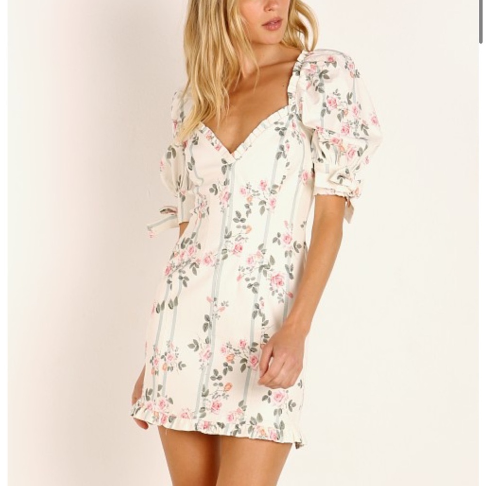 For Love & Lemons
Rose Stripe Mini Dress Ivory